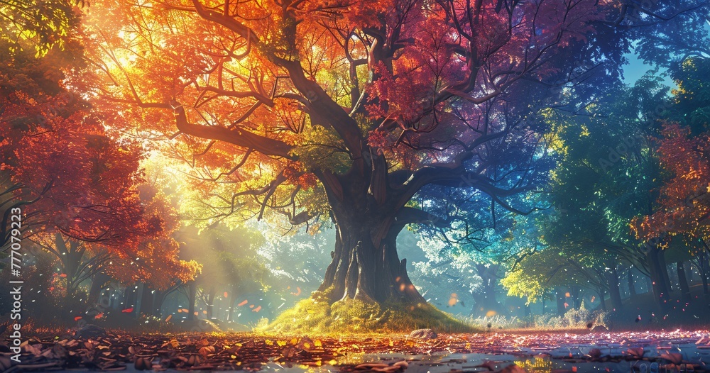 The Tree of Life A Multi-colored Journey Through the Seasons Generative AI