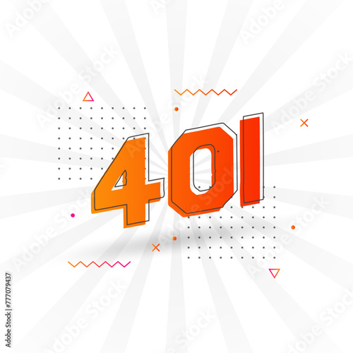 401 number vector font alphabet. Number 401 with decorative element stock vector