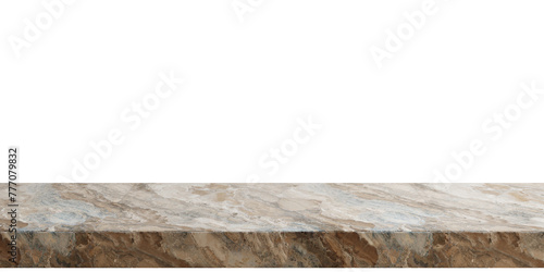 Marble table top isolated on transparent background 3d PNG