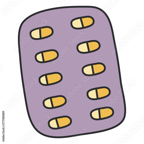 An editable design icon of pills strip

