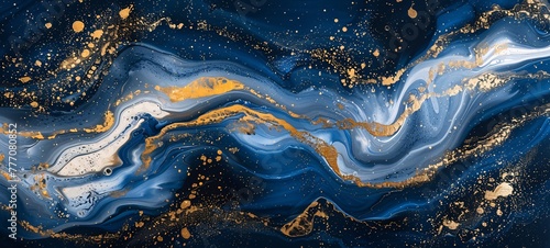 Abstract Ocean A Gold-Flecked Artistic Representation of the Ocean's Waves and Currents Generative AI