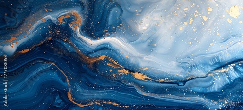 Cosmic Ocean A Blue and Gold Abstract Artwork Generative AI