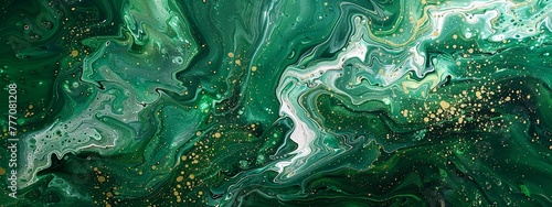 Vibrant Abstract A Luminous Green and Gold Swirl Generative AI