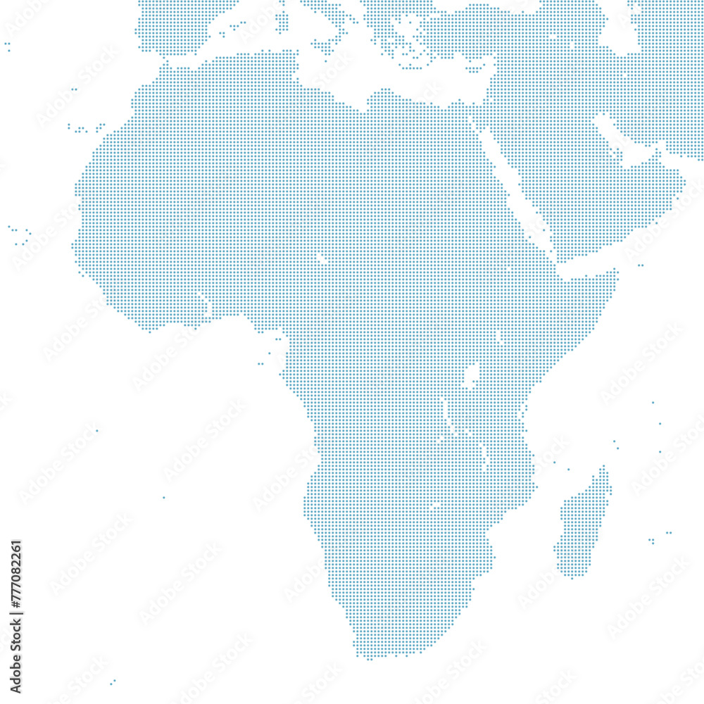 アフリカを中心とした青のドットマップ。　大サイズ。