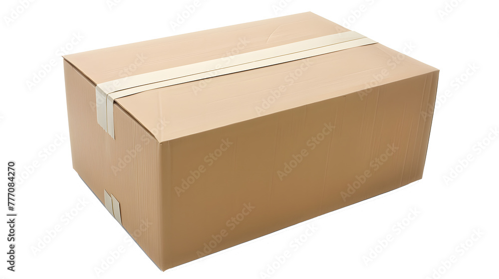 Brown cardboard box isolated on transparent background.