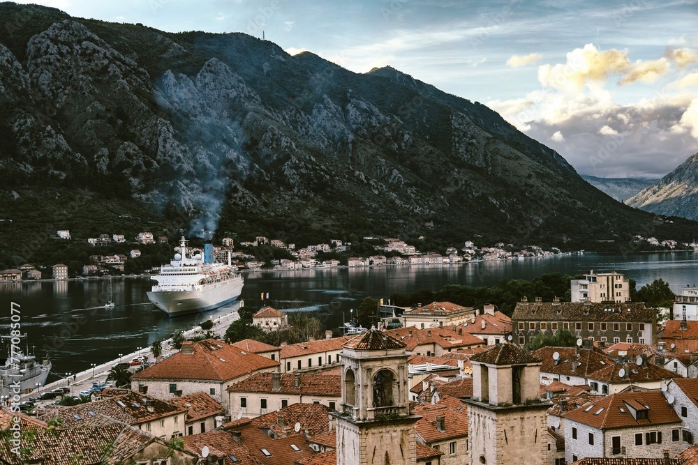Fototapeta premium View Bay Kotor Old Town From Lovcen Mountain