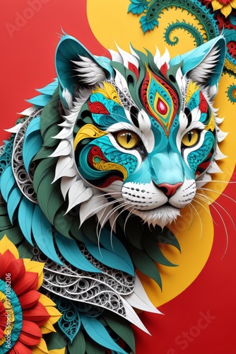 One Big Cat, Highly Detailed, Dynamic Angle, And Bright Colors That Create A Beautiful And Aesthetic Appearance.