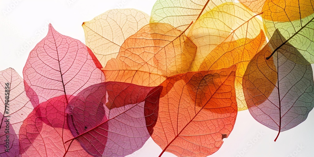Vibrant Autumn A Close-up of Colorful Leaves Generative AI