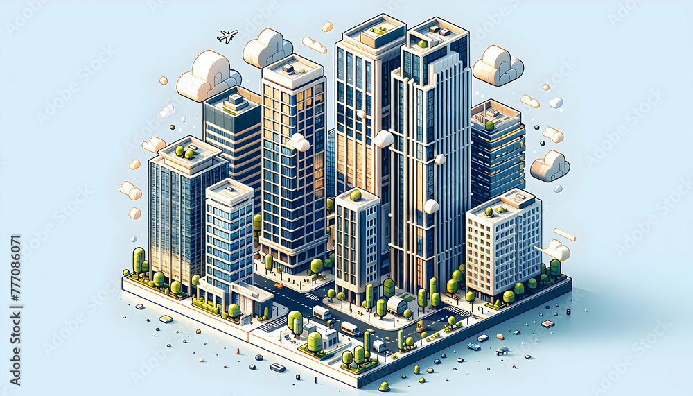 3d flat icon as High Rise Views Showcasing the impressive cityscape ...