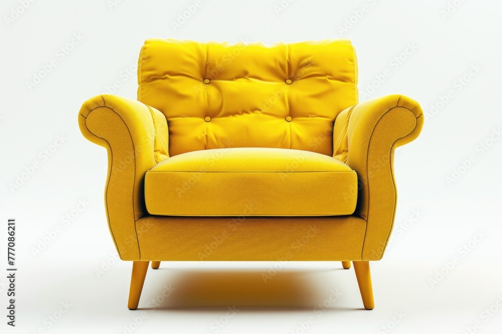 single yellow upholstered sofa chair on white background single yellow upholstered sofa chair on white background