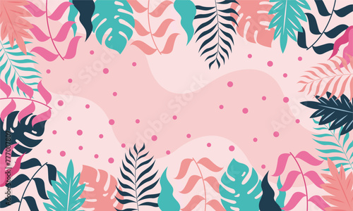 Flat abstract floral leaves background