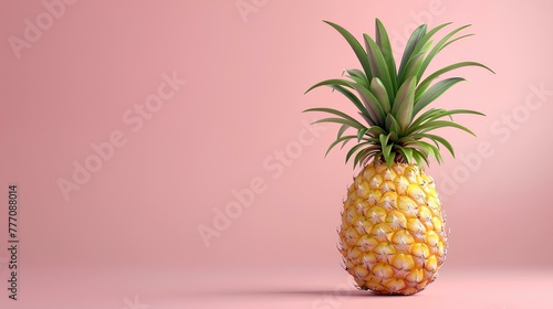 Ripe pineapple against a pink backdrop poster template with space for text.