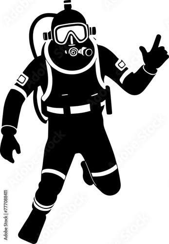 Silhouette of a scuba diver for illustration | Vector for print