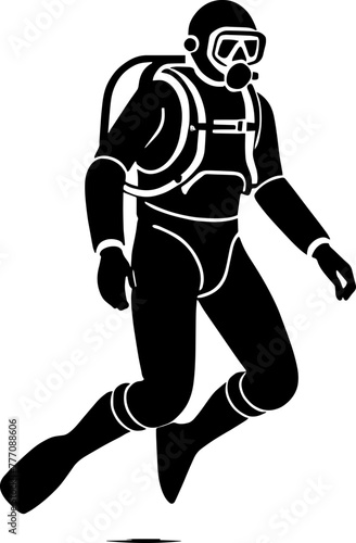 Silhouette of a scuba diver for illustration | Vector for print