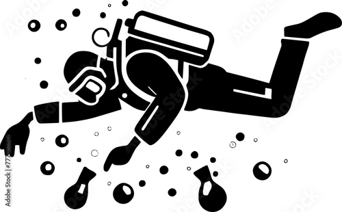 Silhouette of a scuba diver for illustration | Vector for print