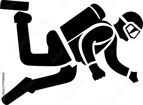 Silhouette of a scuba diver for illustration | Vector for print