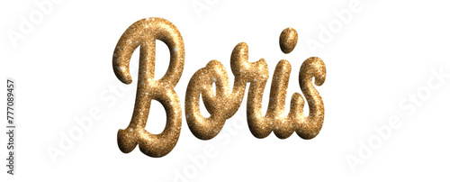 Boris gold glitter  color - female name - three-dimensional effect tubular writing - Vector graphics - Word for  tag, , greetings, banners, card, prints, cricut, silhouette, sublimation