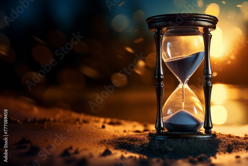 An hourglass as a concept of the passage of time and the inevitable arrival of death