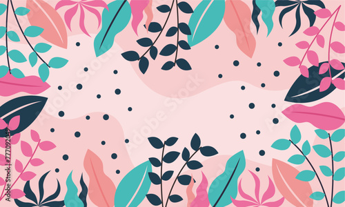 Flat abstract floral leaves background