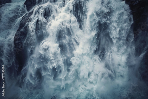 A high-definition capture of a cascading waterfall, showcasing its powerful flow and natural beauty.