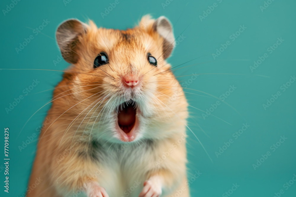 A cute hamster with a shocking expression A cute hamster with a shocking expression