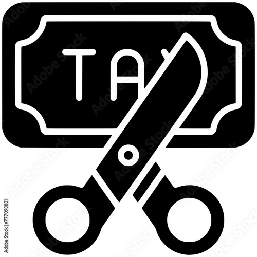 finance illustration tax silhouette money logo business icon cut outline economy budget cash reduction cost dollar scissors percentage discount shape recession half bill for vector graphic background