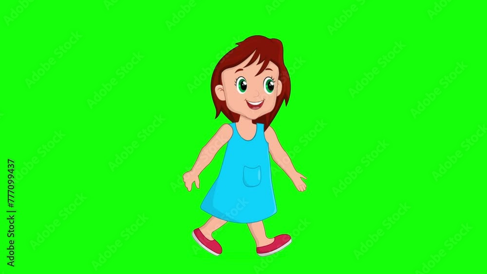 Walking cycle of a girl 2d character, little happy kid walk cycle ...