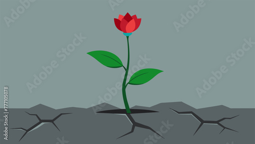 A flower growing in the cracks of concrete representing the resilience and strength that can emerge from difficult circumstances. Despite the