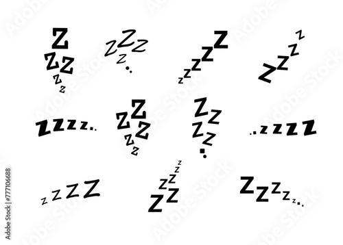 Zzz bed sleep snore icons snooze nap Z sound . Sleepy yawn or insomnia sleeper alarm clock Zzz line icons of goodnight deep sleep, bored or tired