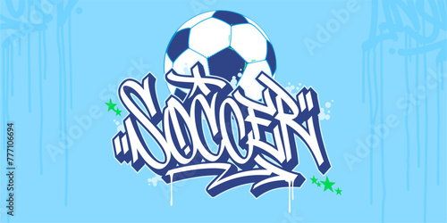 Abstract Hip Hop Urban Street Art Graffiti Style Word Soccer Vector Illustration Art