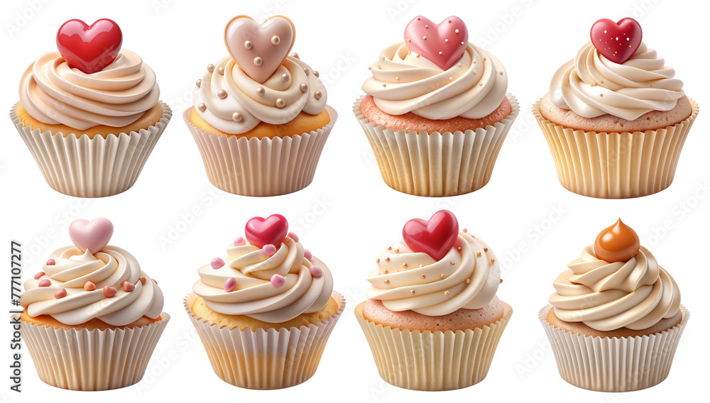 Realistic Icon Object sweet cupcake. PNG transparent image, AI generative Realistic Icon Object sweet cupcake. PNG transparent image, AI generative