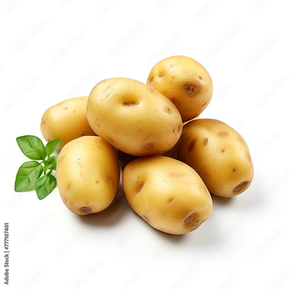 potatoes on white background сreated with Generative Ai potatoes on white background сreated with Generative Ai