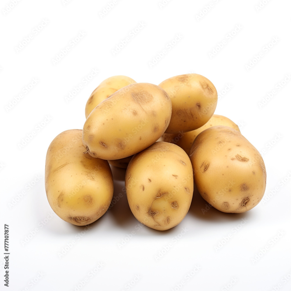 potatoes on white background сreated with Generative Ai potatoes on white background сreated with Generative Ai