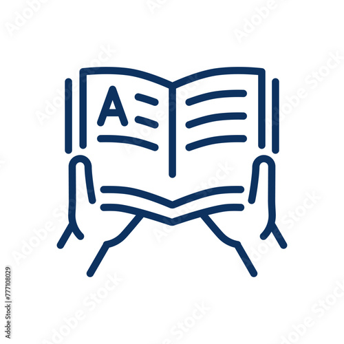 Reading Skill Icon. Thin Line Illustration of an Open Book Representing the Fundamentals of Learning to Read and Early Education. Isolated Vector Sign.	