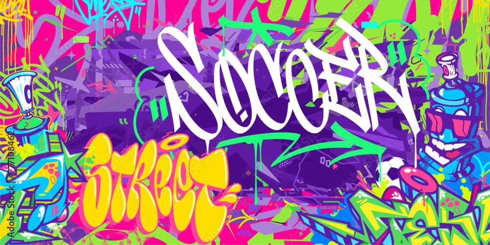 Cool Abstract Hip Hop Urban Street Art Graffiti Style Soccer Or Football Illustration Background Cool Abstract Hip Hop Urban Street Art Graffiti Style Soccer Or Football Illustration Background