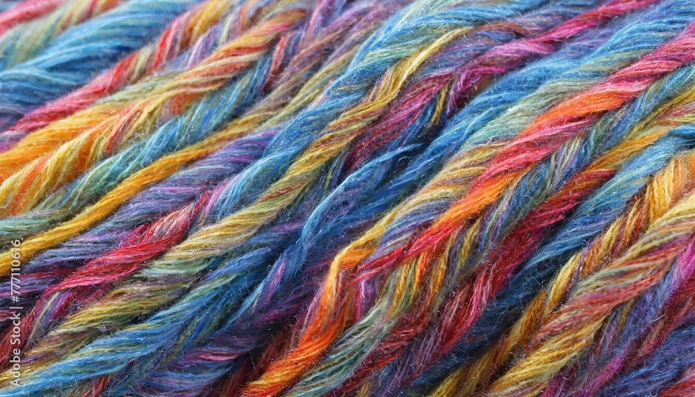 Close up of colorful yarn, strings of colorful wool, background