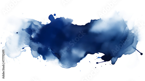 Dark blue watercolor stain on white and transparent background