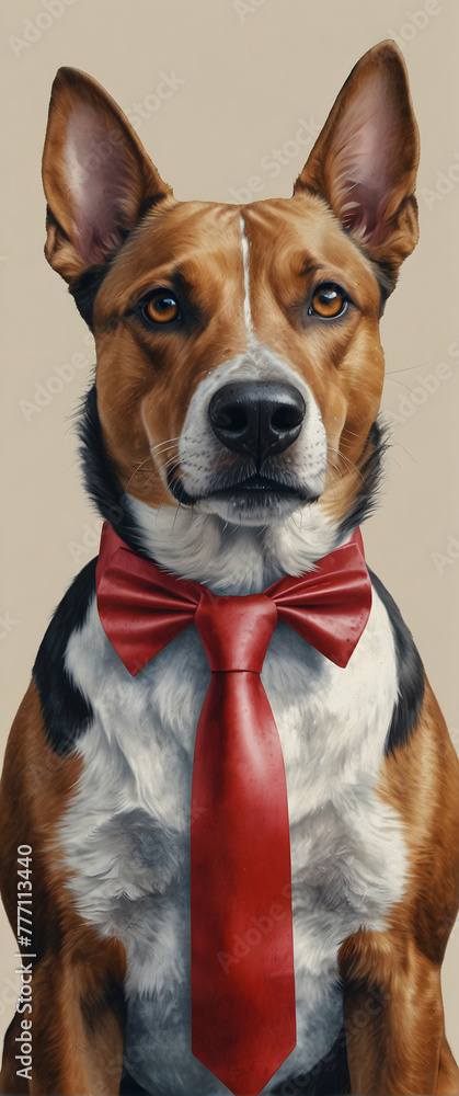 for advertisement and banner as Dapper Dog A stylish dog sporting a watercolor bow tie. in watercolor pet theme theme ,Full depth of field, high quality ,include copy space on left, No noise, creative for advertisement and banner as Dapper Dog A stylish dog sporting a watercolor bow tie. in watercolor pet theme theme ,Full depth of field, high quality ,include copy space on left, No noise, creative