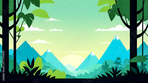 illustration of the silhouette jungle background