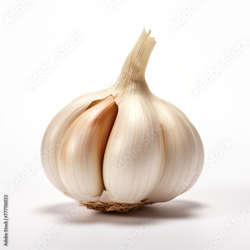 garlic on white background сreated with Generative Ai © Andrii Yablonskyi