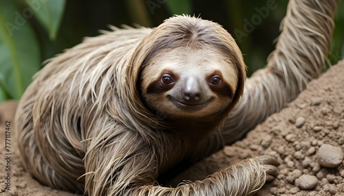A-Sloth-With-Its-Fur-Covered-In-Dirt-A-Result-Of-Upscaled_3