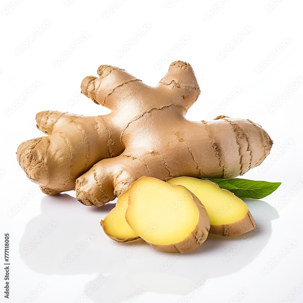 Fototapeta premium ginger on white background сreated with Generative Ai