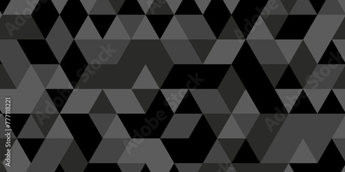   Abstract geometric wall tile and metal cube background triangle wallpaper. Gray and black polygonal background. Seamless geometric pattern square shapes low polygon backdrop background.