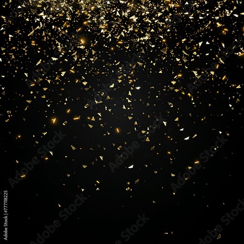 Luxurious Celebration with Falling Gold Confetti on Black | Abstract Party Concept