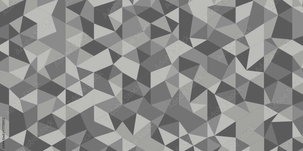 Obraz premium Abstract geometric wall tile and metal cube background triangle wallpaper. Gray and black polygonal background. Seamless geometric pattern square shapes low polygon backdrop background.