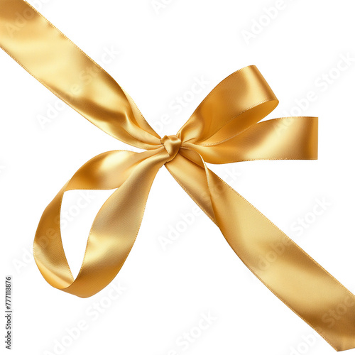 Straight gold ribbon isolated on white background