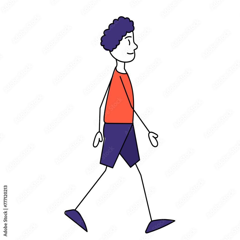 man walking, simple stick figure sketch on white background vector man walking, simple stick figure sketch on white background vector