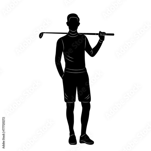 male golfer silhouette on white background vector