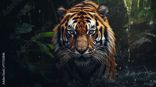 Powerful Tiger Illustration on solid background.