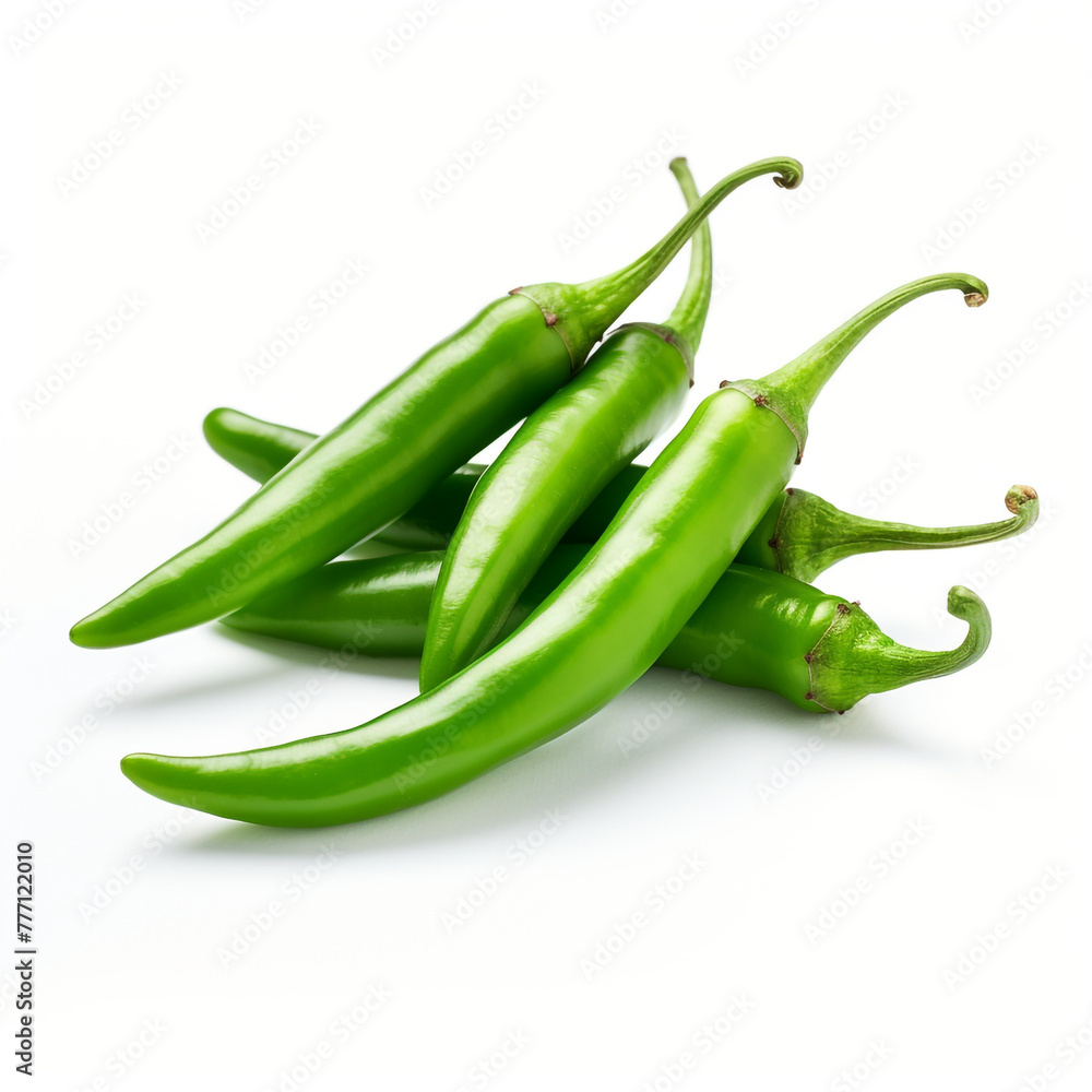 green chillies on white background сreated with Generative Ai green chillies on white background сreated with Generative Ai